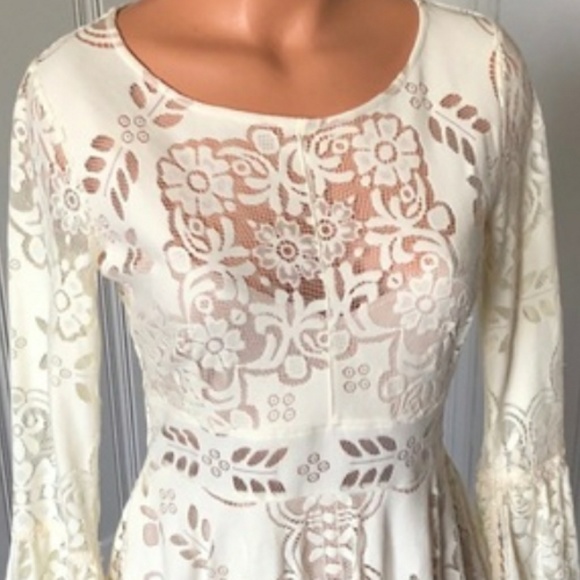ANTHROPOLOGIE Free People MESH LACE DRESS 4 XS - Picture 5 of 6